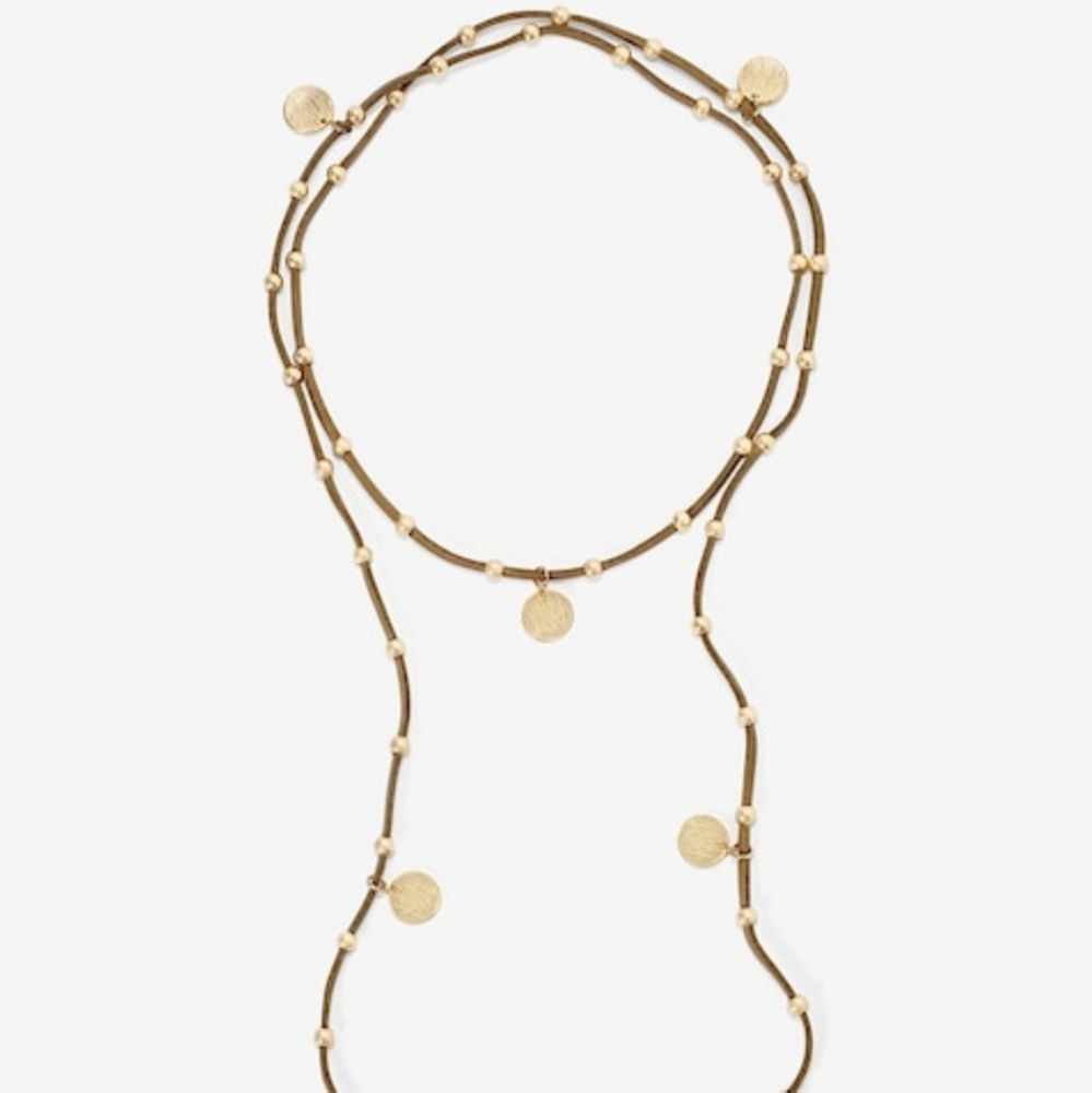 White House Black Market Brown Lariat Necklace